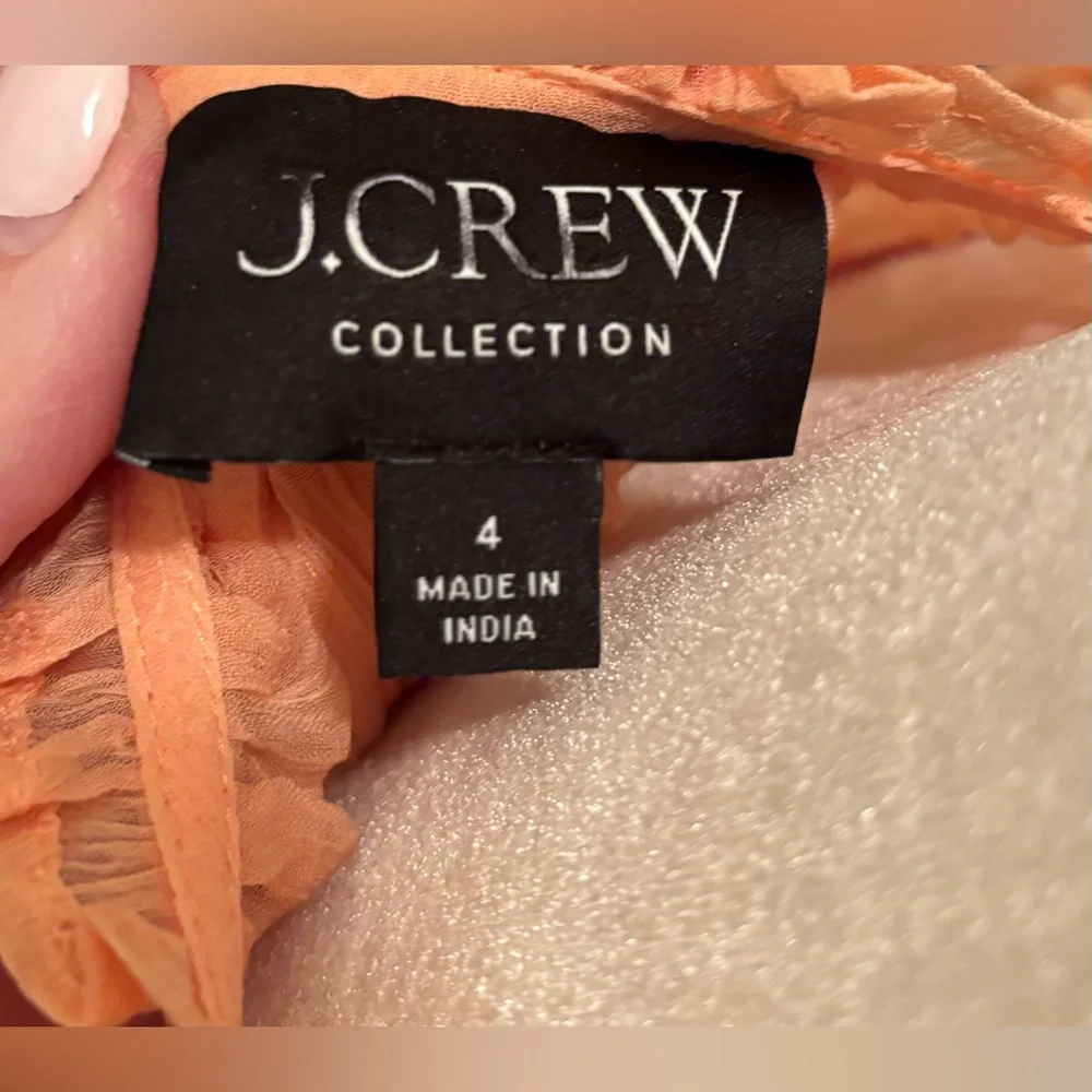 NWT J.Crew Tiered ruffle dress in chiffon 4 Glowy Peach Capro Bridesmaid Preppy